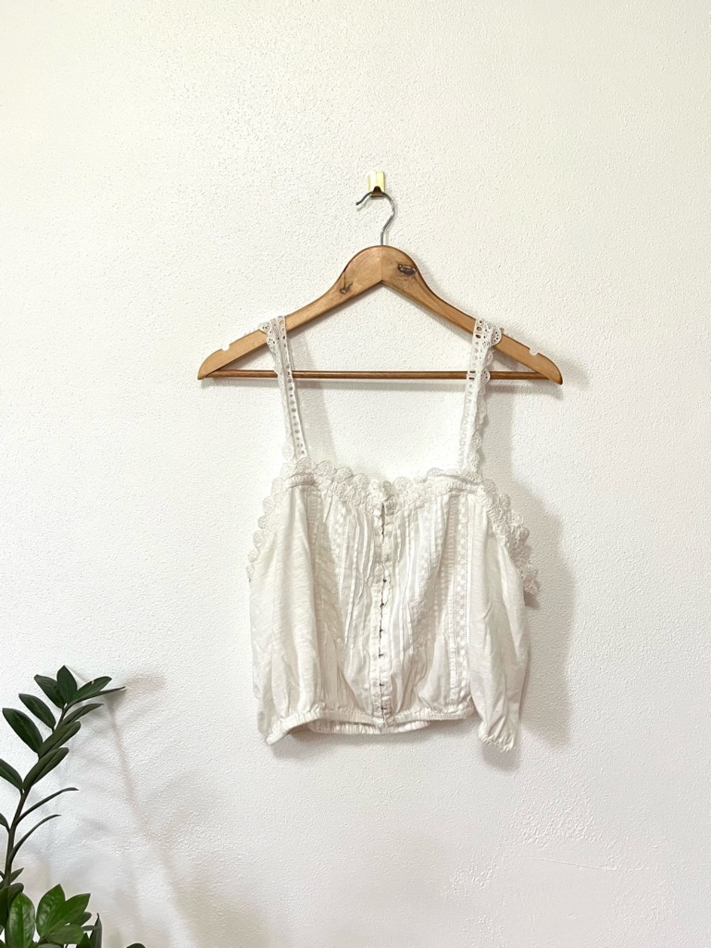 lucky brand cream white hook eyelet lace tank top xl